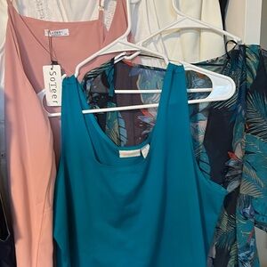 2 Sleeveless Tops & 1 Teal Kimono